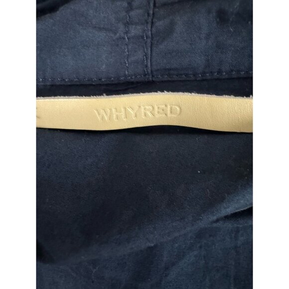 WHYRED Navy Cotton Hooded 3/4 Length Trench Coat Zip Close Sz 50 Women's XL - Picture 10 of 10